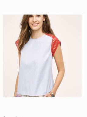 Anthropologie Maeve red lace top